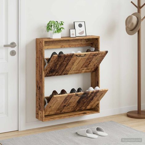 vidaXL Wall-Mounted Shoe Cabinet UTRECHT 71 x 17 x 86 cm Old Wood (1/5)