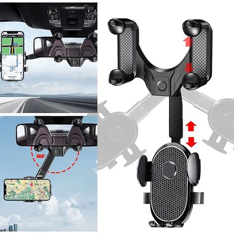 Support de téléphone pour voiture avec fixation sur grille d'aération transversale ou verticale, clip métallique anti-chute amélioré, compatible avec tous les téléphones. (1/5)