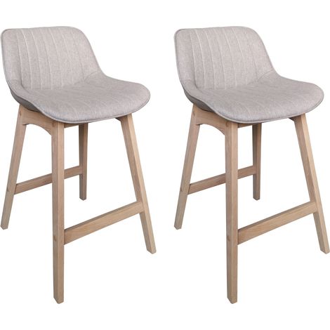Conjunto de sillas de isla y bar de roble con asiento de tela MELLOW de 65 cm
