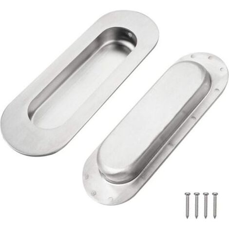 Poignée De Porte Coulissante Encastrée 2 Pièces Poignée Coquille Porte Coulissante Encastré Tirez Poignée Poignée Encastrable Inox Durable Avec 4 Vispour Porte Armoire Placard Tiroir (1/4)