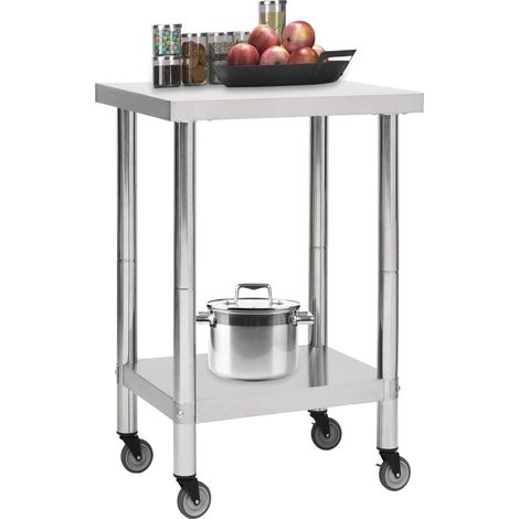 Table de travail de cuisine avec roues 60x60x85 cm Inox