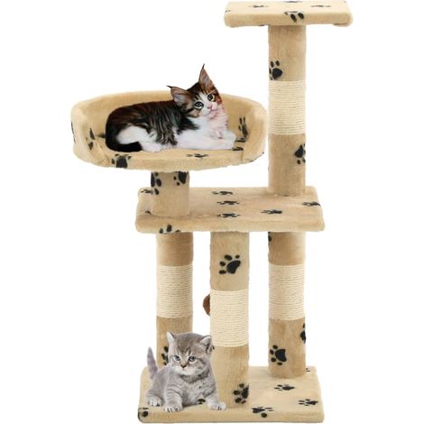 Maison Exclusive - Albero per Gatti Tiragraffi in Sisal 65 cm Zampe Stampate Beige