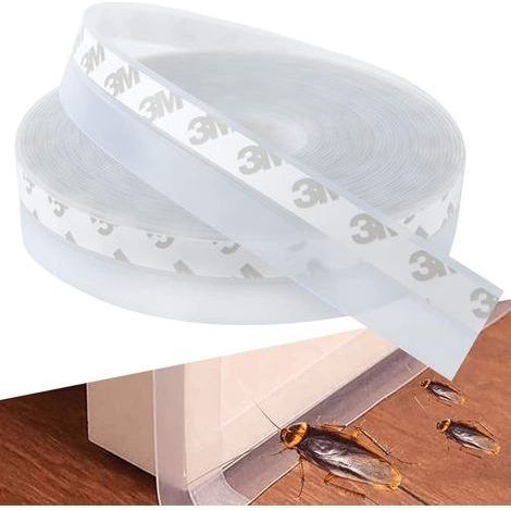 10m×25mm Silicone Bande Etancheite Autocollante, Joint Fenetre Isolation, pour Isolant Porte Fenêtre, Insonorisant, Résistant aux Intempéries, Imperméable, Anti-insectes, Transparent (1/5)
