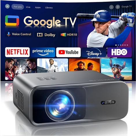 Vidéoprojecteur 4K 36000 Lumens Projecteur Portable Auto Focus/Keystone, Contrôle Vocal HDR10 Projecteur WiFi Bluetooth FHD 1080P Rétroprojecteur Home Cinéma