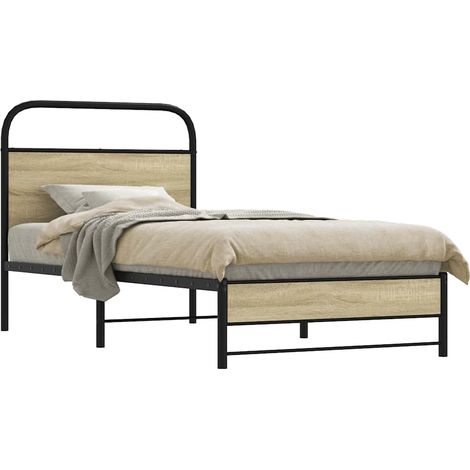 Bettgestell ohne Matratze 75x190 cm Sonoma-Eiche Holzwerkstoff