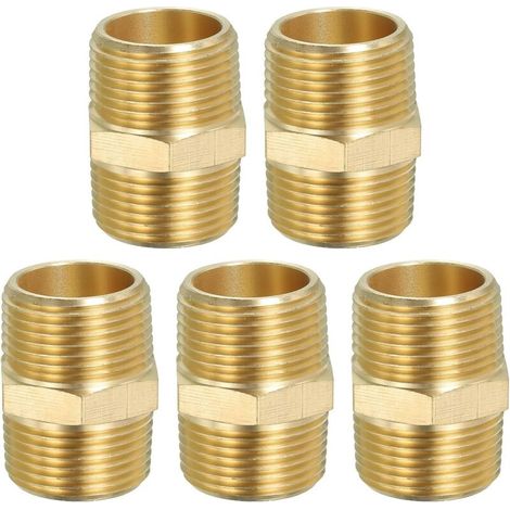 Raccord de Tuyau Hexagonal En Laiton Massif, Adaptateur Filetage, Lot 5, 1/4" Npt X 1/8" Npt, Connecteurs Ligne D'Eau Mâles - 3/4" NPT x (1/5)