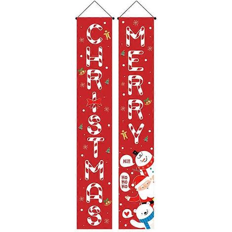 Weihnachtsschild mit Weihnachtsmann, Schneemann und Schneemann – Weihnachtsbanner zum Aufhängen für die Tür im Innen- und Außenbereich