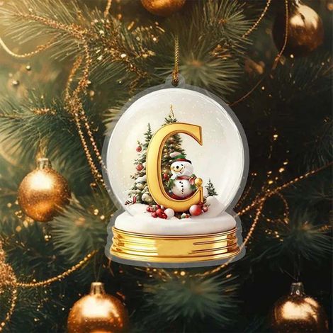 Lettre Acrylique - Décoration Arbre De Noël - Pendentif Initiale Jaune - 26 Lettres - Pour Voiture Et Intérieur - Lot De 1 (1/4)