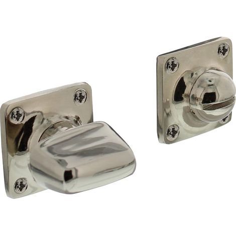 Serrure rosace WC carrée en nickel brillant - Par set (1/2)