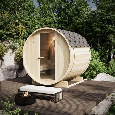 Sauna finlandese da esterno 4 persone 185x180 cm h190 in legno di abete Onsen