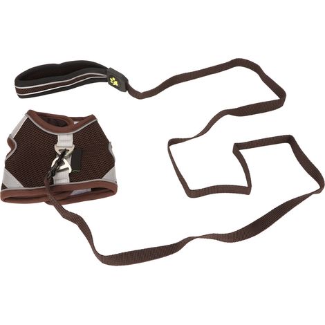 Gilet en maille pour chat, harnais et laisse anti-fugue, veste réfléchissante réglable pour la marche, le jogging et l'entraînement, couleur X (1/5)