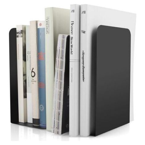 2Pcs Noir Serre Livres en Métal en Forme de L 8 x 4 x 54Inch, Heavy Duty Métal Antidérapant pour Bibliothèque de l’école Bureau à la Maison Étagère Decor