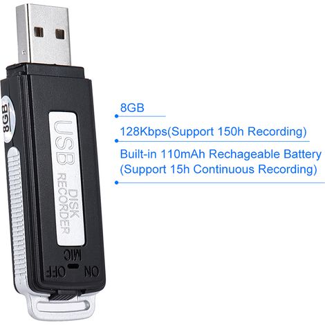 Tragbarer 8-GB-USB-Stick mit Diktiergerät (1/2)
