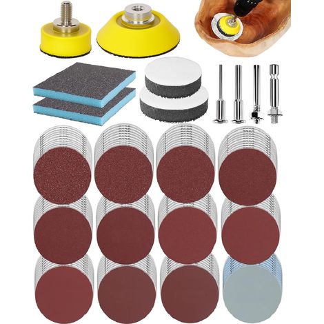 250 Pièces Papier Abrasif, Disques À Poncer Tampons 25 50 mm Pour Mini Ponceuse, Papier À Poncer Pour Perceuse Visseuse, Grains 80 3000, Polir Voiture Métal Bois (1/5)
