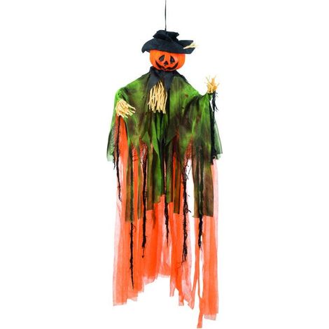 Décoration à suspendre épouvantail citrouille Halloween 1 m - Orange (1/5)