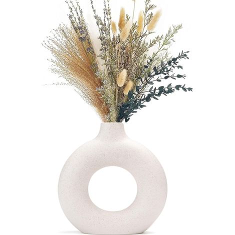 Vases pour l'herbe de la Pampa, Vase Fait à la Main Fleurs séchées en céramique Blanche Ornements artisanaux pour la décoration de la Maison de Bureau (1/5)