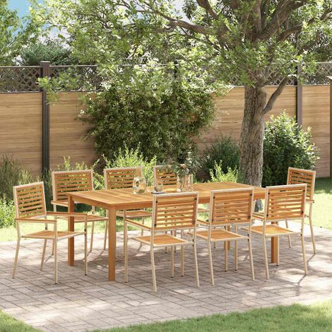 vidaXL Garten Essgruppe 9 pcs Beige Massivholz Akazie (1/5)