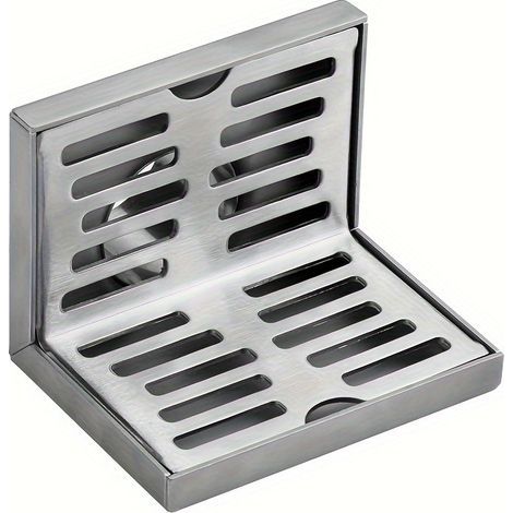 Eckwaschbecken zur Wandmontage – Duschwaschbecken aus Edelstahl, L-förmiger horizontaler Abfluss, Badezimmeraccessoire, silber, 1 Stück (1/5)