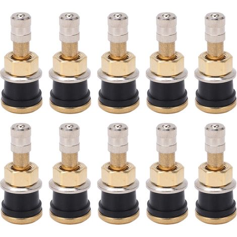 TR501 Brass Valve Stem for High-Strength Tubeless Truck Tires for 0.625 Inch Holes, Durable Rustproof and Rubber Material, 10 Pieces (1/5)