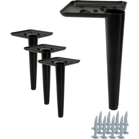 Set di 4 gambe per mobili, perno, nero opaco, altezza 17 cm (1/5)