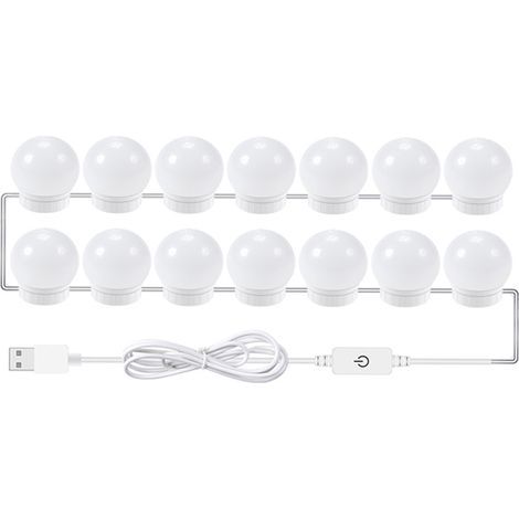 Lumière de remplissage 14 ampoules. viscose changement de trois couleurs coiffeuse maquillage. miroir LED dimmable USB.Lampe miroir USB pour maquillage de vanité (1/5)