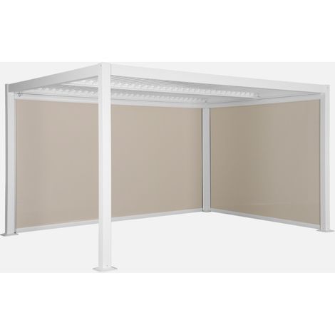 Pergola bioclimatica 3x4m in alluminio e acciaio + 1 tenda 3m + 1 tenda 4m