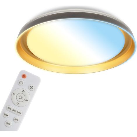 Briloner LED Deckenlampe Fernbedienung Ø43cm Rund 24W 2600lm 3000K-6500K Warmweiß bis Tageslichtweiß Dimmbar Schwarz Gold - Deckenleuchte Wohnzimmer Schlafzimmer Flur