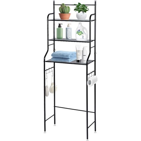 Étagère de rangement étanche 3 niveaux – Pour salle de bain au-dessus des toilettes – Tubes en acier – Nettoyage facile – Jeobest