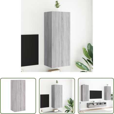 Wandregal - TV-Wandschrank Grau Sonoma 40,5x30x102 cm Holzwerkstoff (1/5)