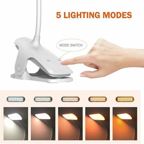 Lampe De Bureau Led Sans Fil, Lampe De Chevet Tactile 5 Couleurs&5 Intensité Réglables Lampe Led Cou Flexible 350°, Lampe De Lecture Lampe Liseuse Pour Lit, Blanc [Classe Énergétique A+++] (1/4)