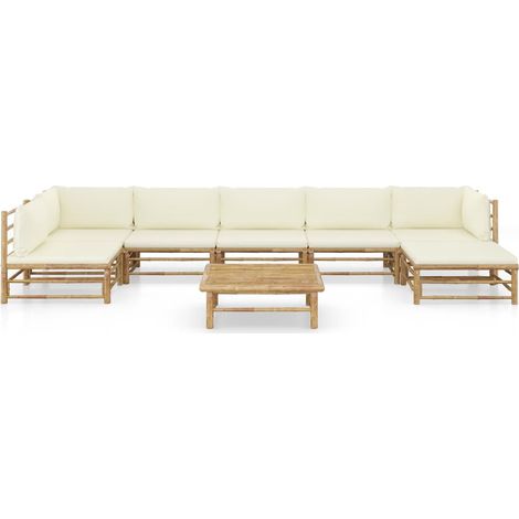 Maison Exclusive - Set Salotto da Giardino 8pz con Cuscini Bianco Crema in Bambù