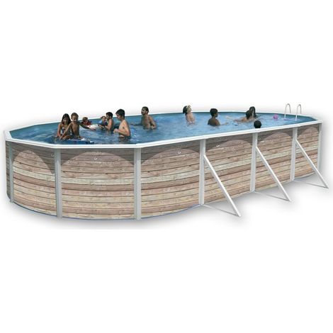 Kit piscine hors-sol acier Toi PINUS ovale 9.15 x 4.57 x 1.20m décor bois