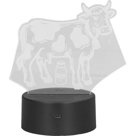 Lampe de table 3D vaches laitières, veilleuse LED 7 couleurs, interrupteur tactile en acrylique, alimentation USB, lampe décorative 3D pour enfants (1/5)