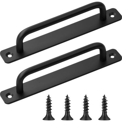 2pcs Sliding Barn Door Handle, Black Handle, Sliding Door Handle with Screws for Barn Doors, Wardrobe, Cabinet Gate, Kitchen Furniture Handle (180mm)