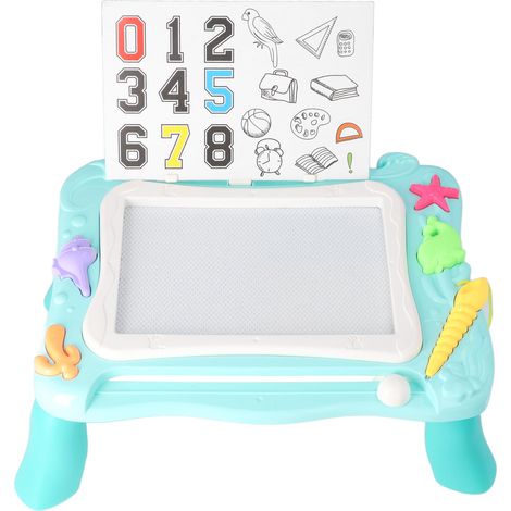 Tablette à dessin magnétique pliable et portable, bloc-notes effaçable avec pieds détachables, idéale pour les loisirs créatifs, les cadeaux et les jouets (bleu). (1/5)