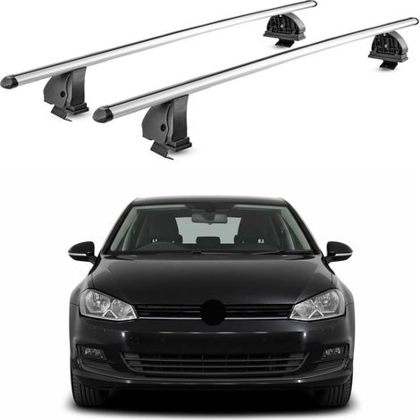 OMAC Aluminium Dachträger Querträger für VW Golf mk7 Schrägheck Kombi 2012-2020 5Tür – TÜV / DIN 75302:2019 – Abschließbar – T-Nut – Max. 75 kg – 2 Stangen – Silber (1/5)