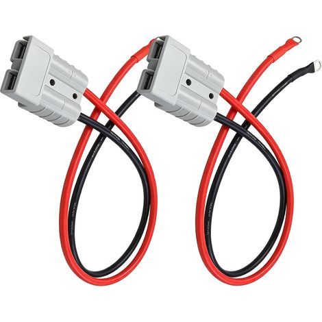 2 Pièces Connecteur Batterie 50A 600V, Câble 10AWG 30cm Anderson avec Cosse à Anneau M8, Connecteur Débranchement Rapide pour Voiture, Caravane, Bateau, Panneau Solaire (1/5)