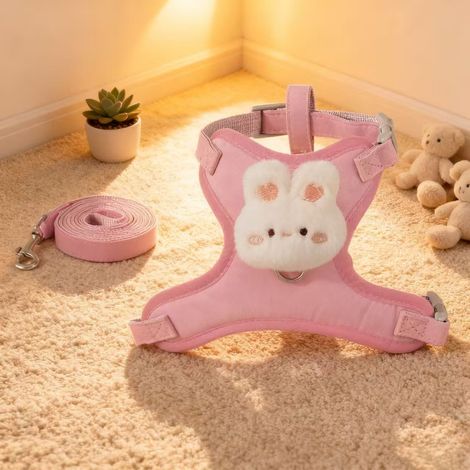 Filiyano-Laisse réglable pour chat, laisse mignonne pour chaton, harnais de poitrine pour l'extérieur, accessoires pour petits chiens rose (1/5)