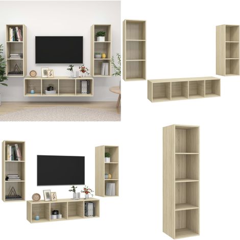 Ensemble de meubles TV 3 pcs Chêne sonoma Bois d'ingénierie - Meuble Tv Mural - Meuble Tv Suspendue - Ensemble Meuble Tv - Meuble Tv Chêne Sonoma - Meuble Hifi - Home & Living