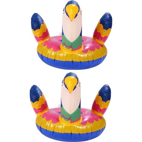 2pièces Tapis De Boisson Gonflables Oiseau Tropical Support De Flottant pour Piscine pour Fêtes Et Activités Aquatiques (1/5)