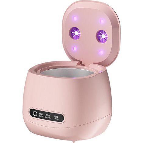 Limpiador ultrasónico con luz UV,Recargable por USB,3 modos de limpieza,185 ml,Apto para prótesis dentales,aparatos de ortodoncia y joyas,Rosa (1/5)
