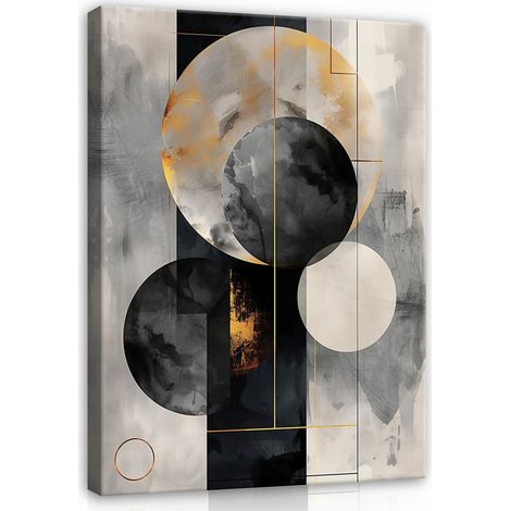 Peinture art deco abstraite or sur toile Murale pour chambre salon 100x70 (1/3)