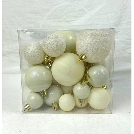 Set mit 35 kleinen, naturfarbenen Weihnachtskugeln aus Kunststoff - Feeric lights & christmas (1/5)