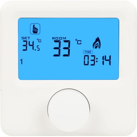 Termostato digital programable, instalación de 2 cables, 2 pilas AA, pantalla LCD retroiluminada, programación horaria flexible, modos manual y vacaciones (5A) (1/5)