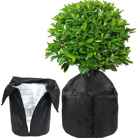 Sac Antigel pour Plantes en Pot 45 x 50 cm, Noir Protection hivernale pour Plantes, Housse Hivernage Plante Exterieur avec Fermeture Éclair et Cordon de Serrage pour Protection Contre Le Gel (1/5)