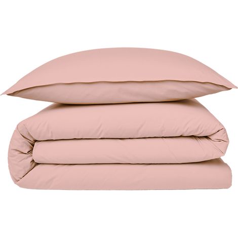 Housse de couette en coton 57 fils unie rose 260x240cm
