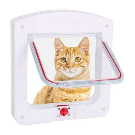 White Manual Cat Flaps & Doors,Cat Flap for Cats Dogs Small Cat Flap Door Microchip 4 Way Lockable Easy to Install (1/5)