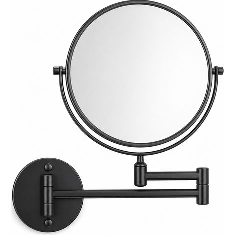 Extendable Wall-Mounted Illuminated Makeup Mirror Hotel Black 8 inches (1/5)