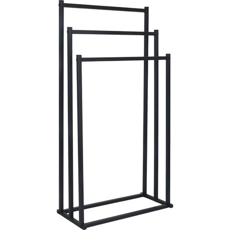 Portasciugamani da terra design moderno bagno 86 x 44 x 21 cm in metallo nero 130017686