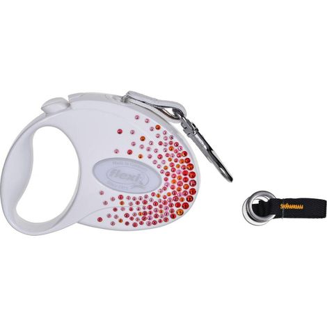 Flexi Glam Splash Hundeleine Weiß Kristall Swarovski